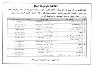 اطلاعیه معرفی به استاد