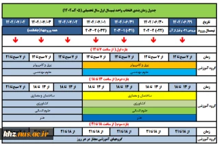 اطلاعیه زمانبندی انتخاب واحد نیمسال اول سال تحصیلی 1404
